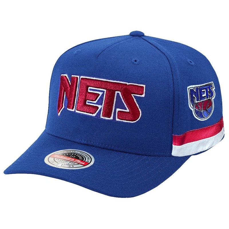 Brooklyn Nets Mitchell & Ness NBA Short Hook Classic Red Snapback Hat – Blue