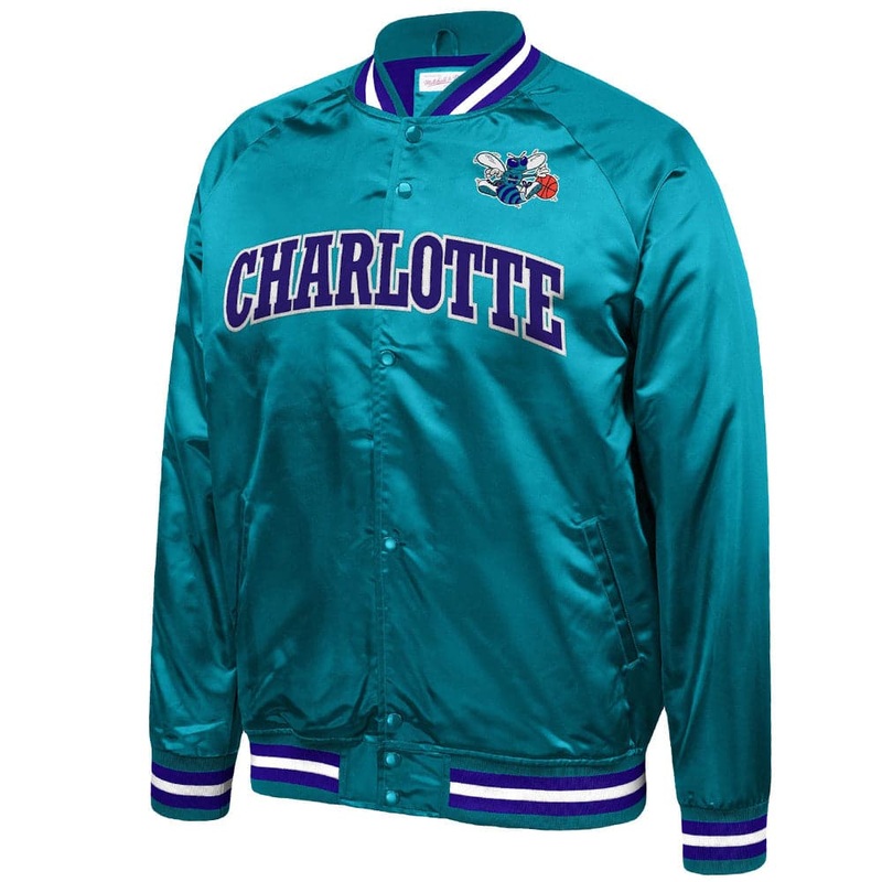 Charlotte Hornets Mitchell & Ness NBA Lightweight HWC Satin Jacket – Teal