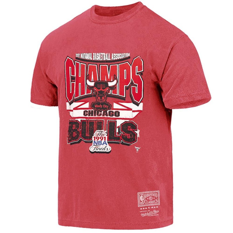Chicago Bulls Mitchell & Ness NBA 1991 Champs Vintage T-Shirt – Faded Red