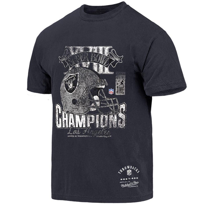 Las Vegas Raiders Mitchell & Ness NFL Super Bowl XVIII Champs Vintage T-Shirt – Faded Black