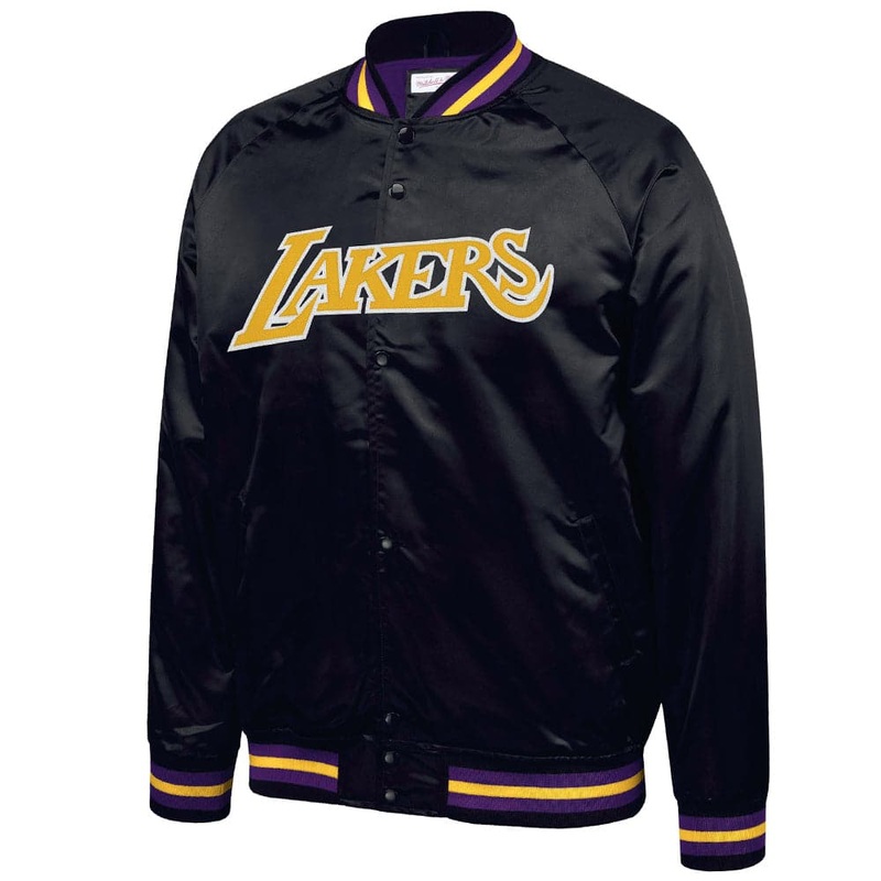 Los Angeles Lakers Mitchell & Ness NBA Lightweight HWC Satin Jacket – Black