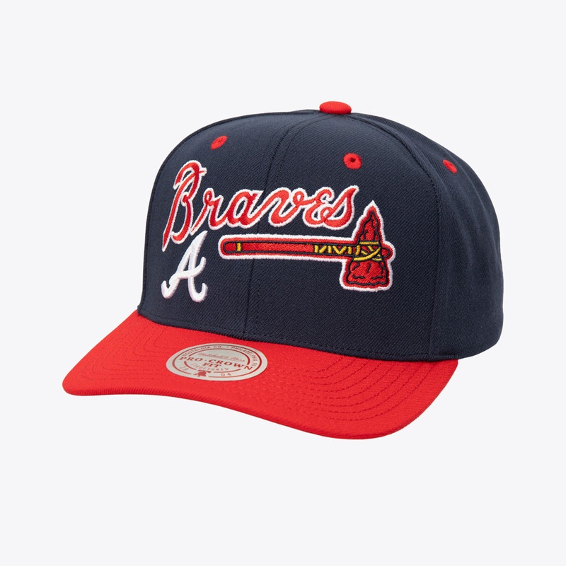 MLB Atlanta Braves Mitchell & Ness Cooperstown All In 2.0 Pro Snapback Hat – Navy