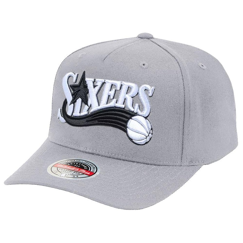 Philadelphia 76ers Mitchell & Ness NBA Greytones Classic Red Snapback Hat – Grey