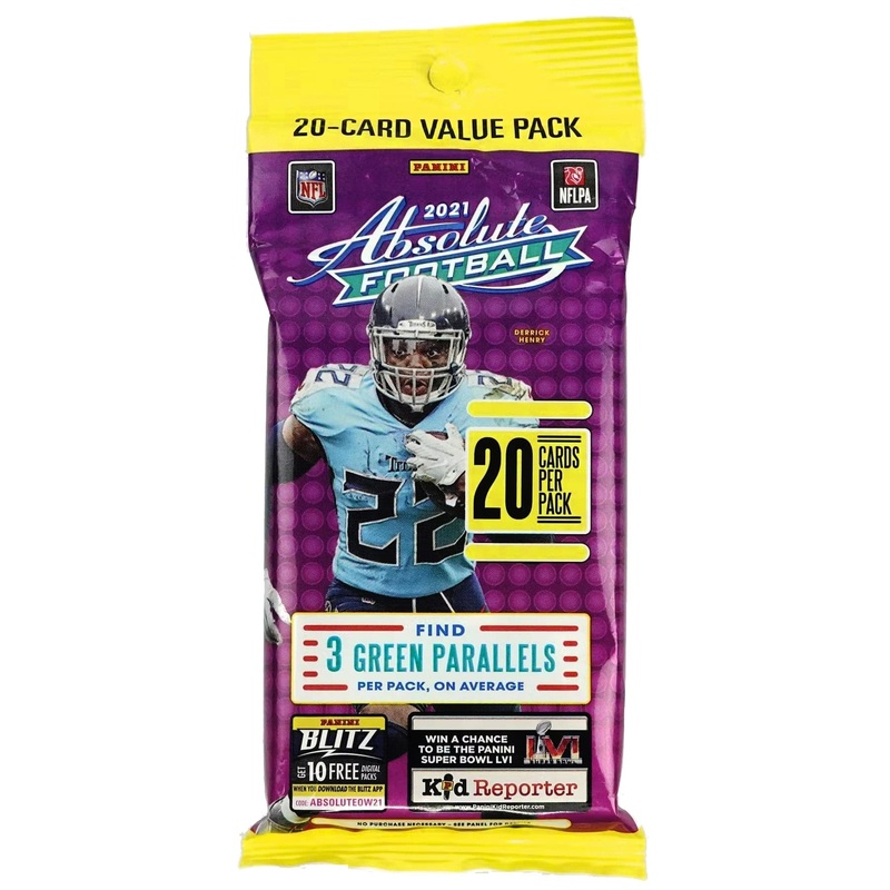 2021 Panini NFL Absolute Football Trading Card Value Fat Pack – 20 Cards