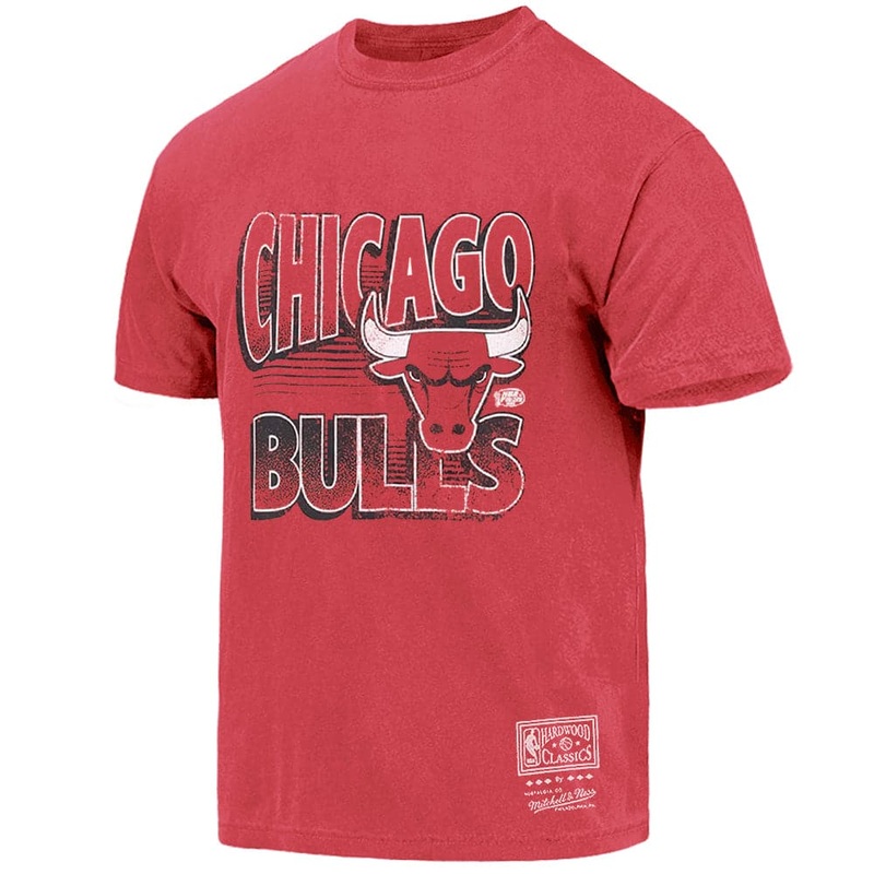 Chicago Bulls Mitchell & Ness NBA Incline Stack Vintage T-Shirt – Faded Red