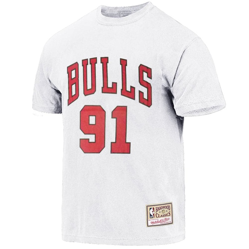 Dennis Rodman Chicago Bulls Mitchell & Ness NBA Name & Number Vintage T-Shirt – White