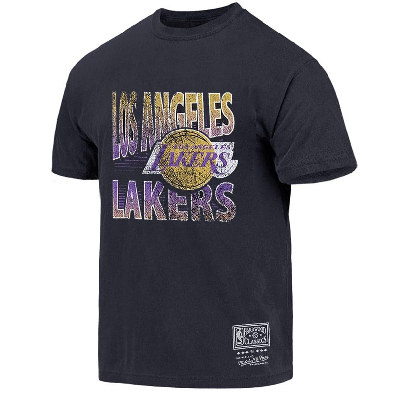 Los Angeles Lakers Mitchell & Ness NBA Incline Stack Vintage T-Shirt – Faded Black