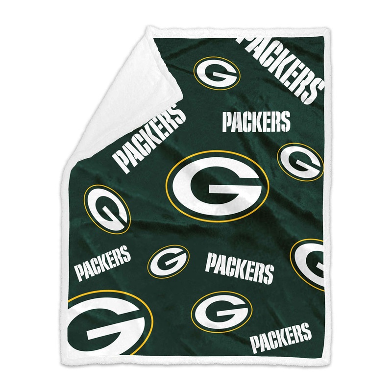 NFL Green Bay Packers Logo Brands 50×60 Sherpa