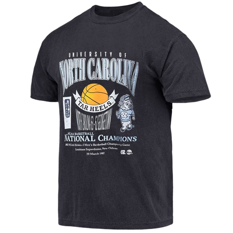 North Carolina Tar Heels Mitchell & Ness NCAA 82 National Champs Vintage T-Shirt – Faded Black