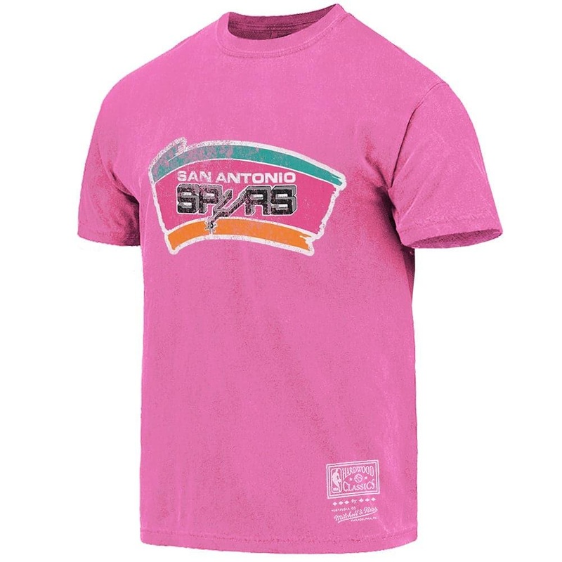 San Antonio Spurs Mitchell & Ness NBA HWC Big Logo Vintage T-Shirt – Faded Pink