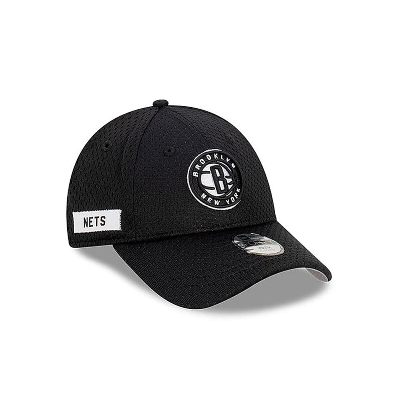Youths Brooklyn Nets New Era NBA Name Sidepatch Mesh 9FORTY Snapback Hat – Black