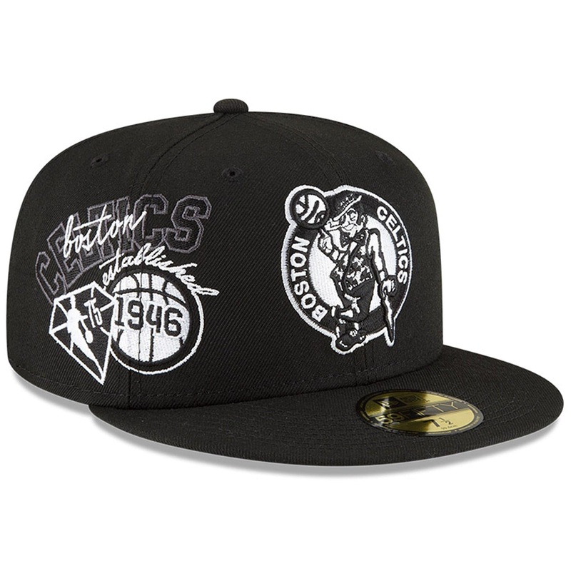 Boston Celtics New Era NBA 21-22 Back Half Monochrome 59FIFTY Fitted Hat – Black