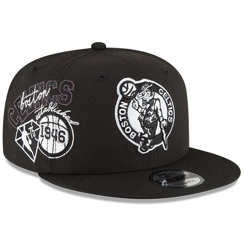 Boston Celtics New Era NBA 21-22 Back Half  Monochrome 9FIFTY Snapback Hat – Black