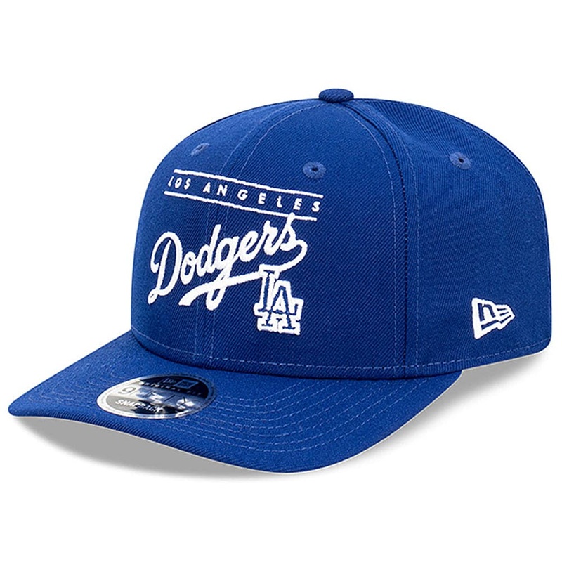 Los Angeles Dodgers New Era MLB Line Script Pre-Curved 9FIFTY OF Snapback Hat – Blue
