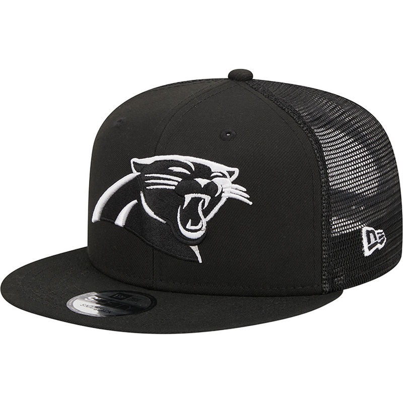 NFL Carolina Panthers New Era Black & White Trucker 9FIFTY Snapback Hat – Black