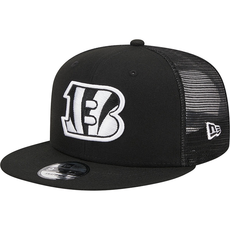 NFL Cincinnati Bengals New Era Black & White Trucker 9FIFTY Snapback Hat – Black