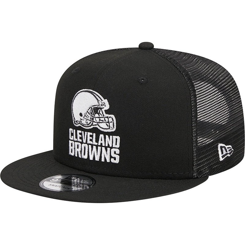 NFL Cleveland Browns New Era Black & White Trucker 9FIFTY Snapback Hat – Black