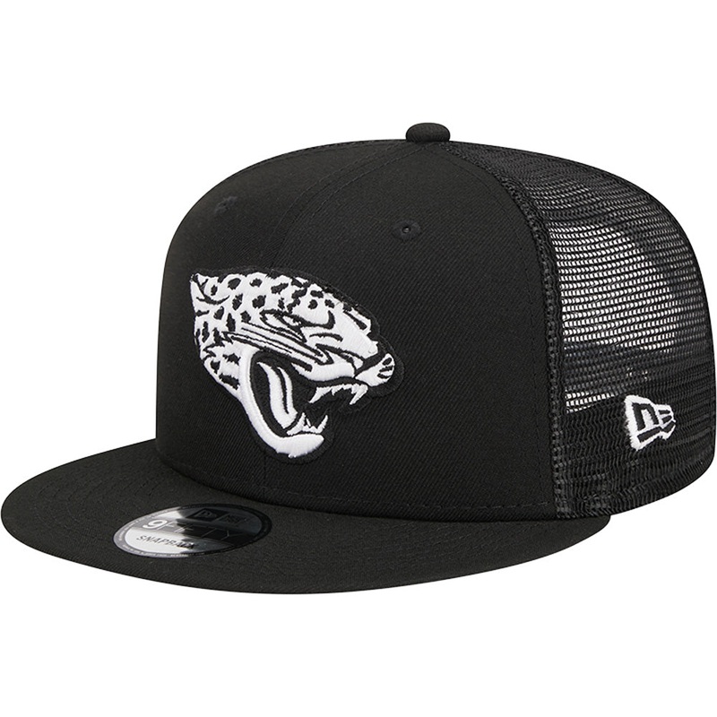 NFL Jacksonville Jaguars New Era Black & White Trucker 9FIFTY Snapback Hat – Black