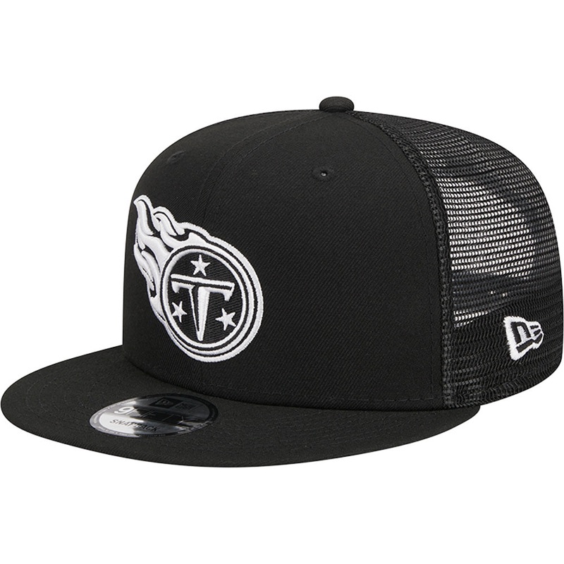 NFL Tennessee Titans New Era Black & White Trucker 9FIFTY Snapback Hat – Black