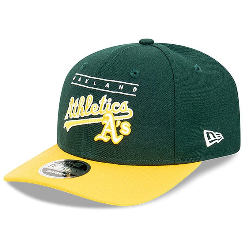 Oakland Athletics New Era MLB Line Script Pre-Curved 9FIFTY OF Snapback Hat – Green