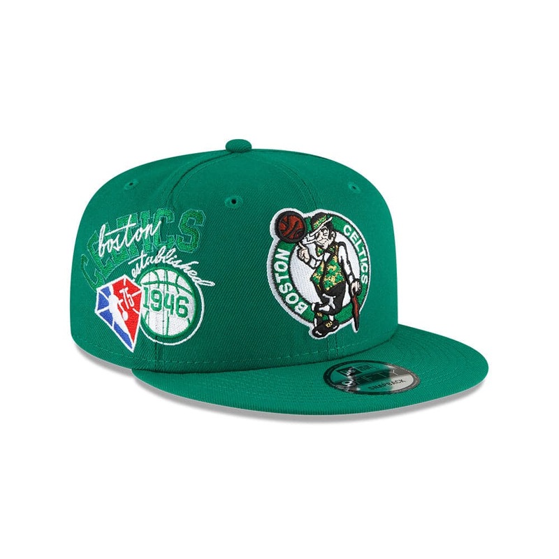 Youths Boston Celtics New Era NBA 21-22 Back Half 9FIFTY Snapback Hat – Green