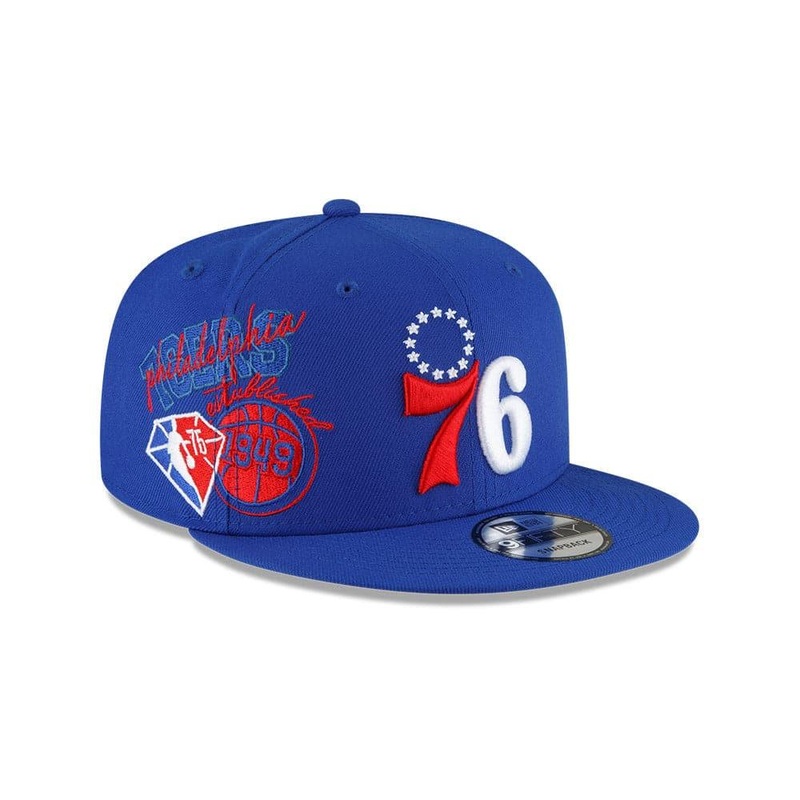 Youths Philadelphia 76ers New Era NBA 21-22 Back Half 9FIFTY Snapback Hat – Blue