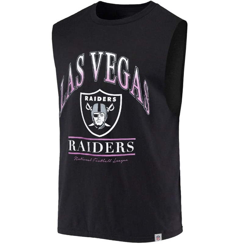 Las Vegas Raiders Majestic NFL Gradient Arch Vintage Muscle T-Shirt – Faded Black