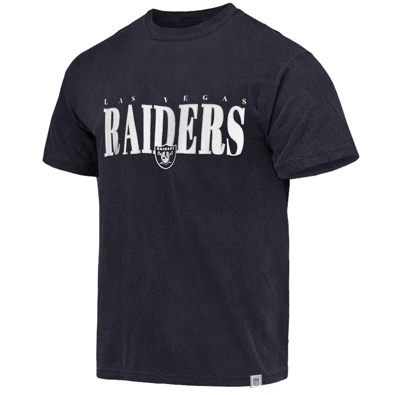 Las Vegas Raiders Majestic NFL Linear Logo Vintage T-Shirt – Faded Black