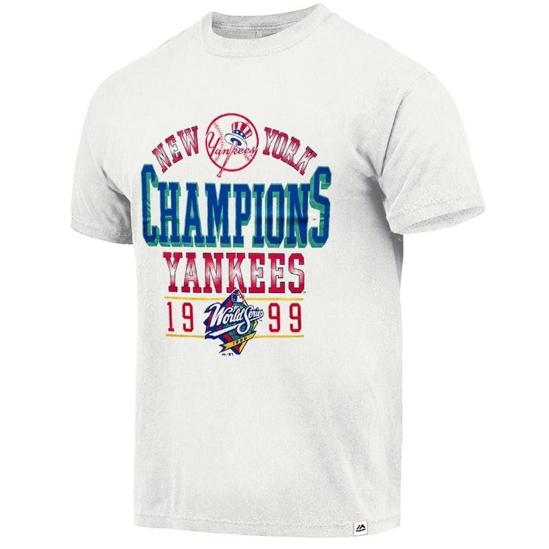 New York Yankees Majestic MLB 1999 World Champs Vintage T-Shirt – Vintage White