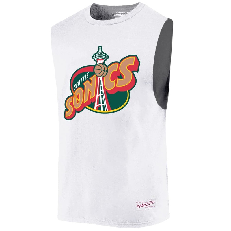Seattle Supersonics Mitchell & Ness NBA HWC Retro Logo Sleeveless Muscle T-Shirt – White