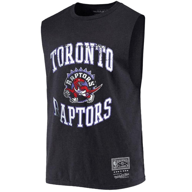 Toronto Raptors Mitchell & Ness NBA Crest Vintage Sleeveless Muscle T-Shirt – Black