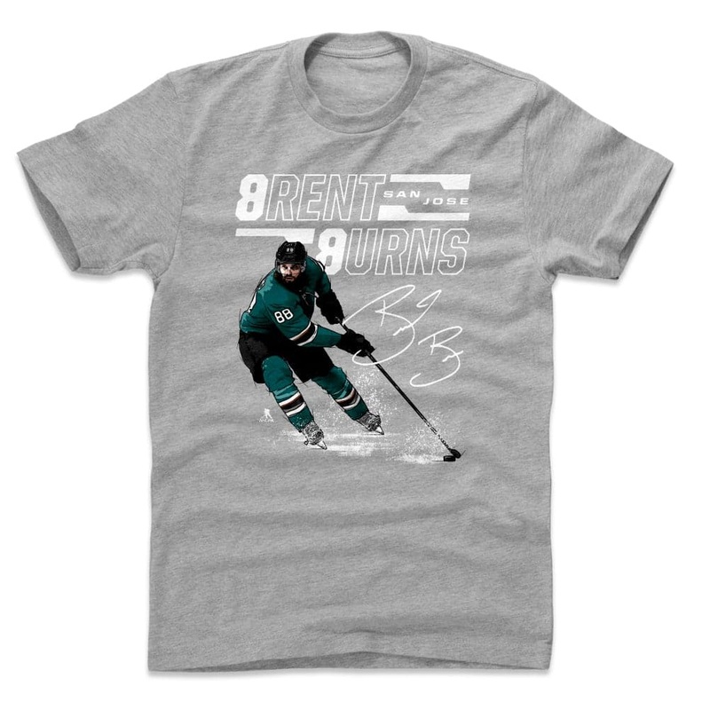 Brent Burns San Jose Sharks 500 Level NHL Offset T-Shirt – Heather Grey