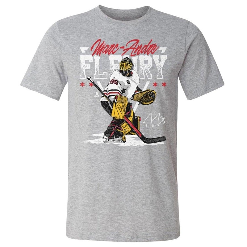 Marc-Andre Fleury Chicago Blackhawks 500 Level NHL Triangle T-Shirt – Heather Grey