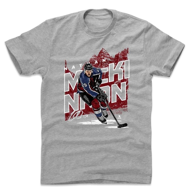 Nathan MacKinnon Colorado Avalanche 500 Level NHL Map T-Shirt – Heather Grey
