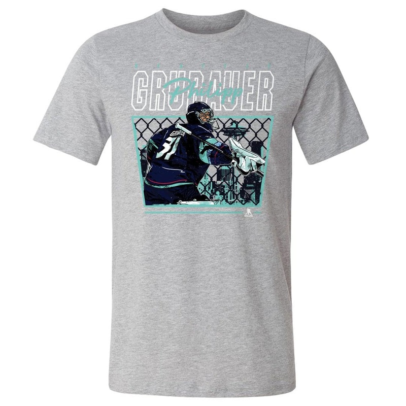 Philipp Grubauer Seattle Kraken 500 Level NHL Cage T-Shirt – Heather Grey