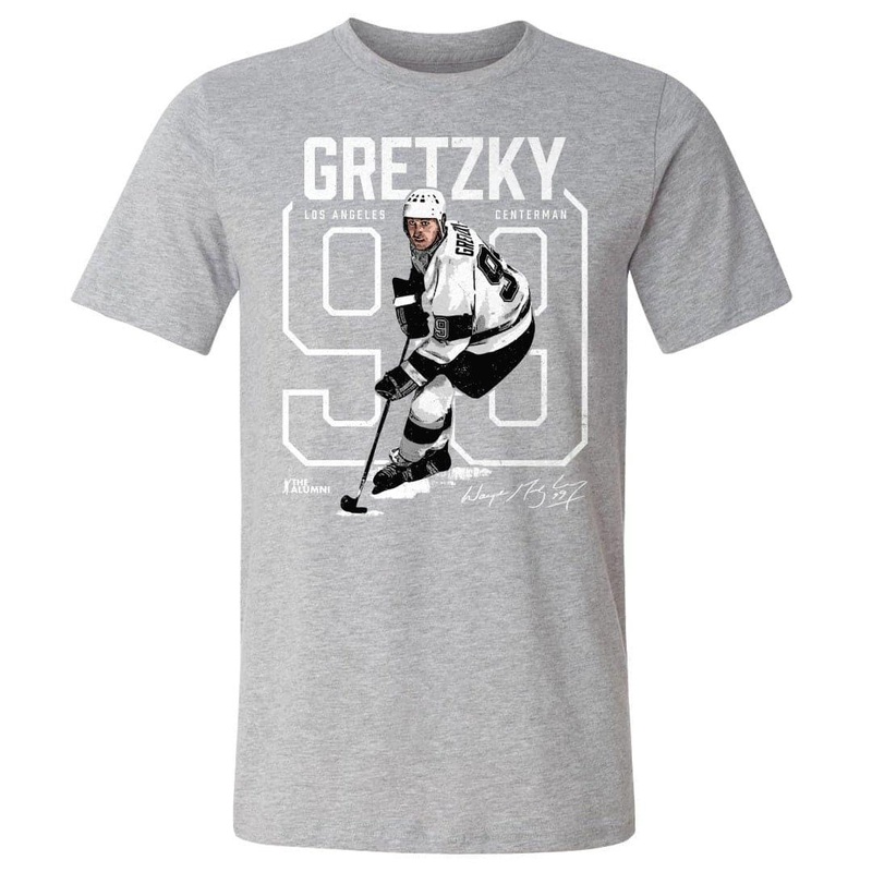 Wayne Gretzky Los Angeles Kings 500 Level NHL Outline T-Shirt – Heather Grey