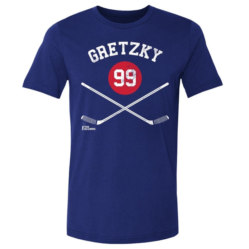 Wayne Gretzky New York Rangers 500 Level NHL Sticks T-Shirt – Blue