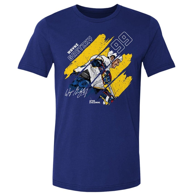 Wayne Gretzky St. Louis Blues 500 Level NHL Stripes T-Shirt – Blue