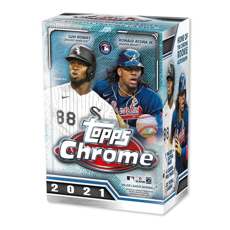 2021 Topps MLB Chrome Baseball Trading Cards Blaster Box – 8 Packs