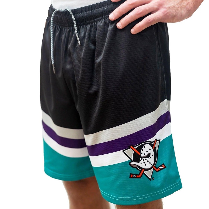 Anaheim Mighty Ducks Bench Clearers NHL Retro Alt Mesh Shorts – Black