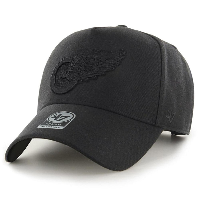 Detroit Red Wings 47 NHL Black On Black MVP DT Pinch Snapback Hat – Black
