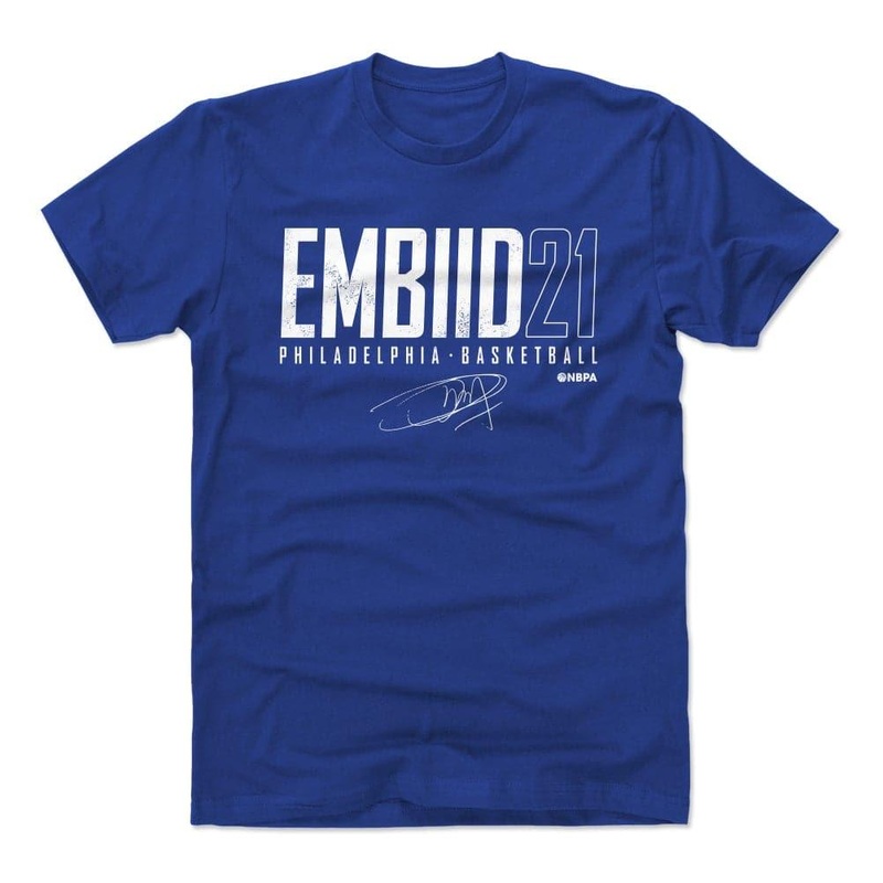 Joel Embiid Philadelphia 76ers 500 Level NBA Elite T-Shirt – Blue