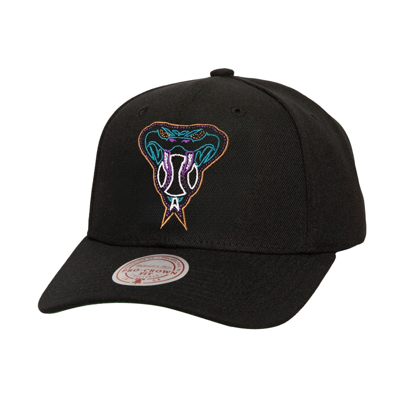 MLB Arizona Diamondbacks Mitchell & Ness Snake Head Neon Logo Pro Snapback Hat – Black