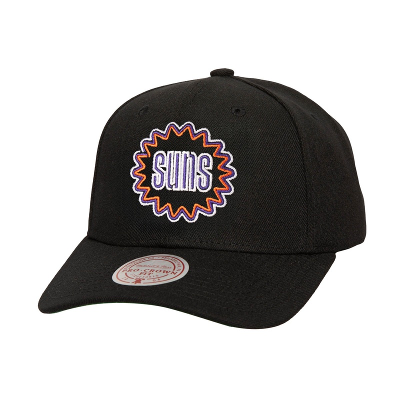 NBA Phoenix Suns Mitchell & Ness Sunburst Neon Logo Pro Snapback Hat – Black