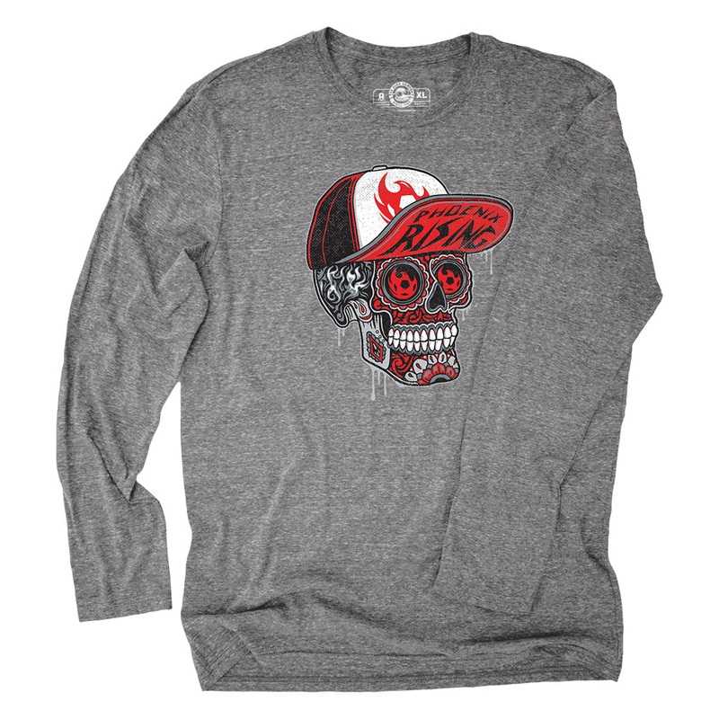 Phoenix Rising Duck Company Skater Skull Long Sleeve T-Shirt – Gray