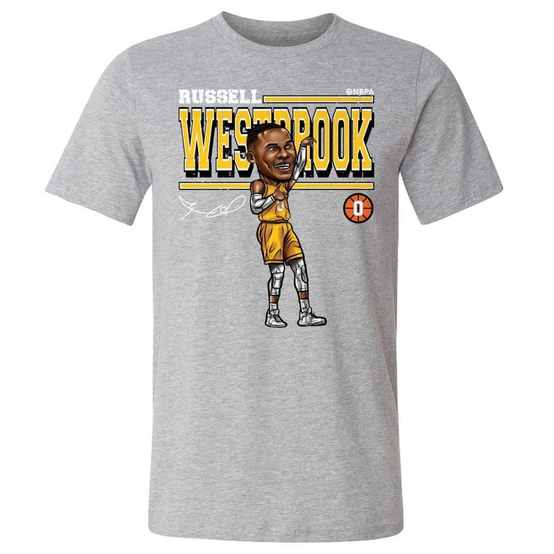 Russell Westbrook Los Angeles Lakers 500 Level NBA Cartoon T-Shirt – Grey Marle