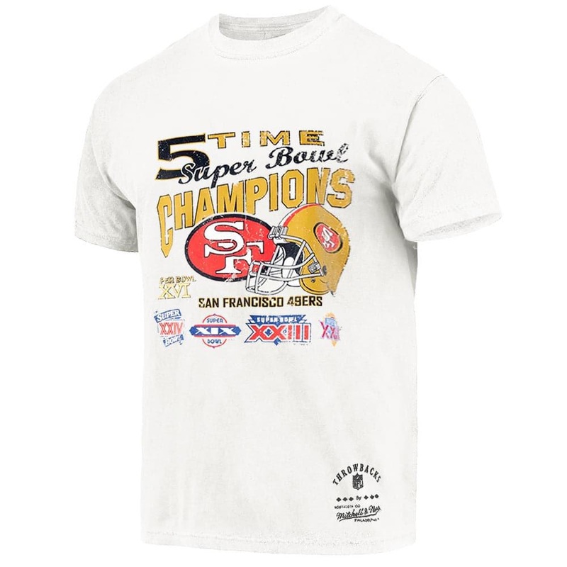 San Francisco 49ers Mitchell & Ness NFL 5 x Champs Vintage T-Shirt – Vintage White