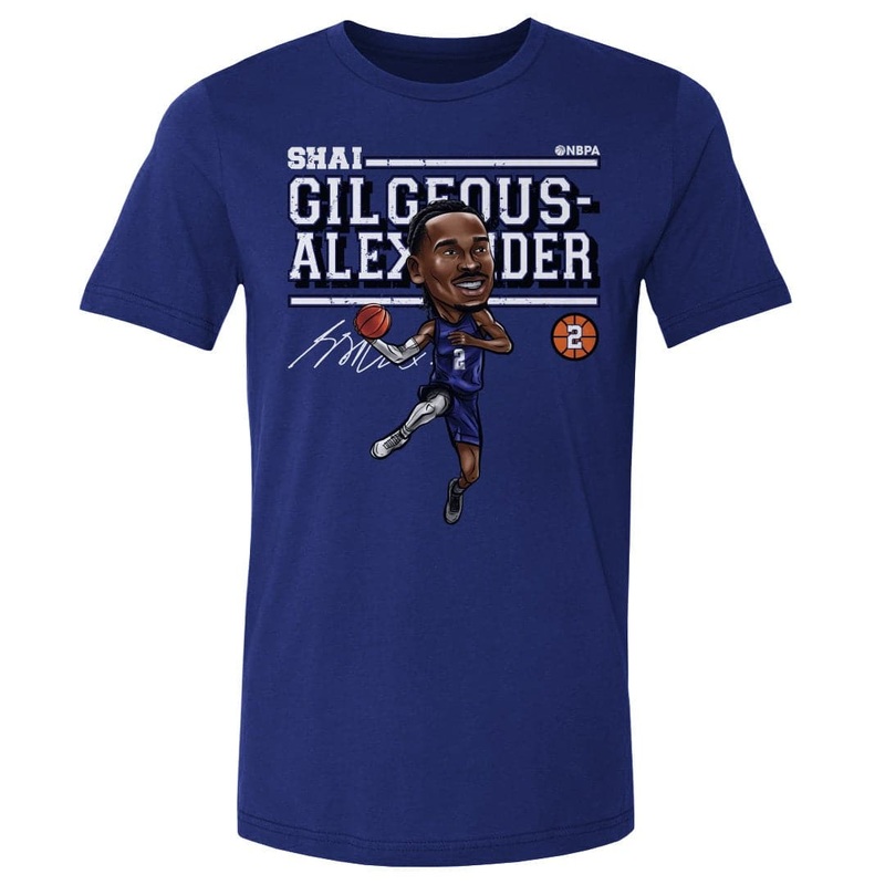 Shai Gilgeous-Alexander Oklahoma City Thunder 500 Level NBA Cartoon T-Shirt – Blue