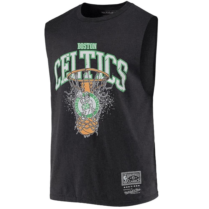 Boston Celtics Mitchell & Ness NBA Arch Shatter Muscle Vintage T-Shirt – Faded Black