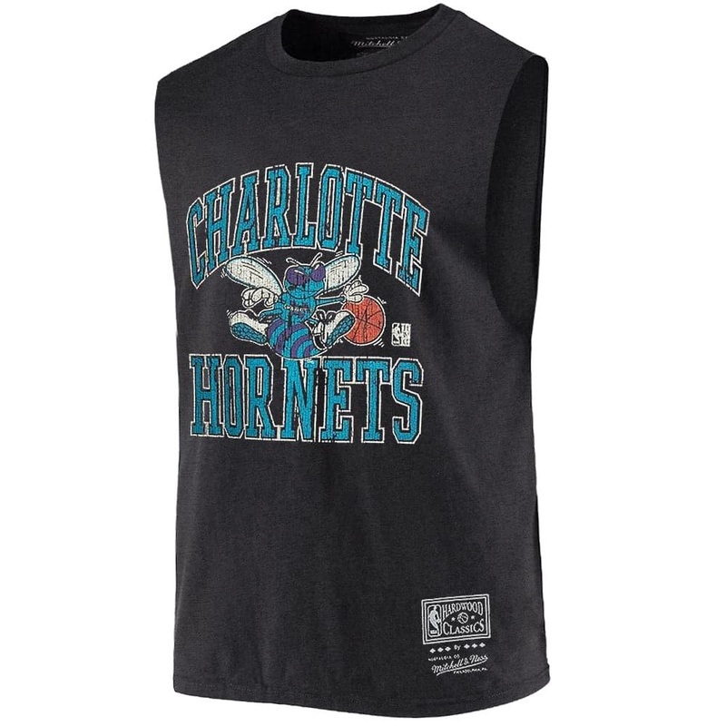 Charlotte Hornets Mitchell & Ness NBA HWC Ivy Arch Vintage Muscle T-Shirt – Faded Black